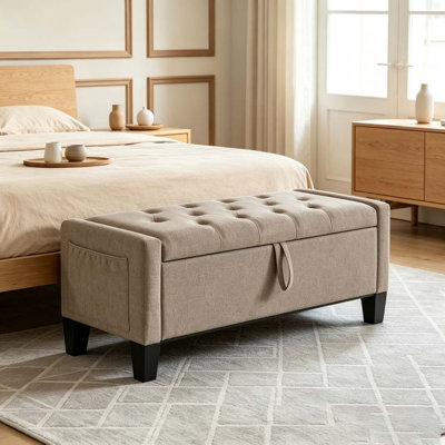Ottoman with Storage, Storage Ottoman Bench with Safety Hinge 350 lbs Weight
