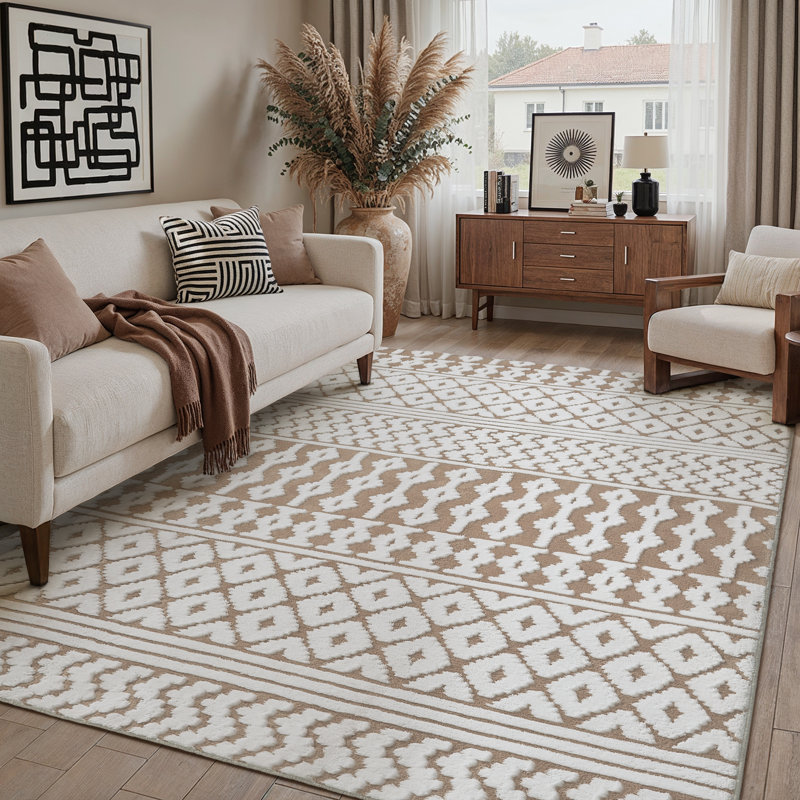 Tapis en velours de coton Bohemian, Rectangle 6 pi x 9 pi, Brun