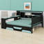 Lit de jour de style jeu avec lumières DEL, bureau intégré et 3 tiroirs de rangement-125583097-125583095