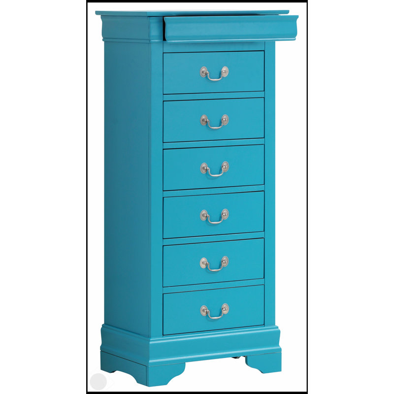 Coffre de rangement intemporel pour la lingerie bleu sarcelle avec tiroirs coulissants et fabrication durable, parfait pour un décor élégant.