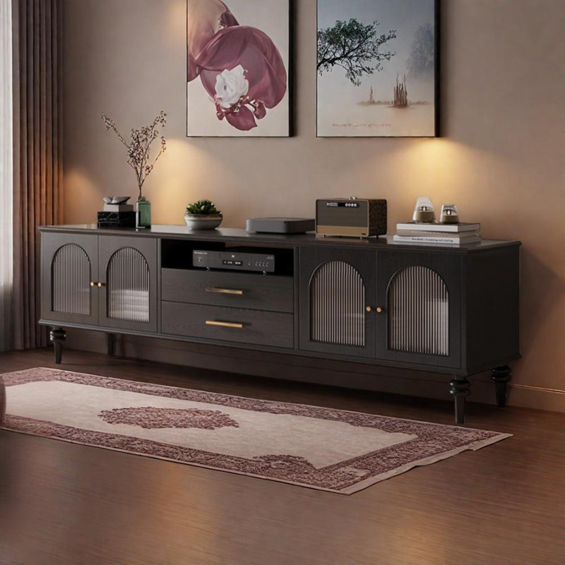 Meuble télé de style américain, H 22,8 po x L 78,7 po x l 15,7 po, Noir
