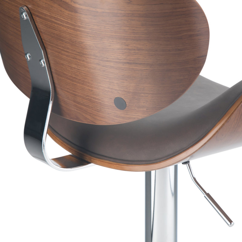 Tabouret de bar moderne pivotant rembourré Marana, Similicuir végétalien vieilli - brun