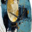 Horloge murale abstraite céleste en métal turquoise et doré-93379096