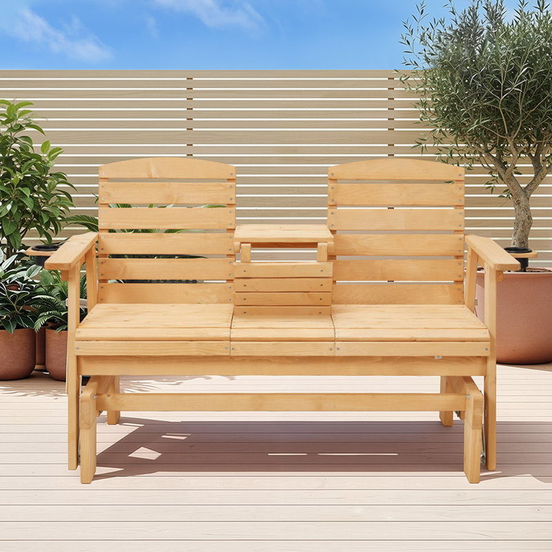 Fauteuil oscillant d'extérieur avec porte-gobelets, chaise de jardin et de parc, banc de véranda toutes saisons