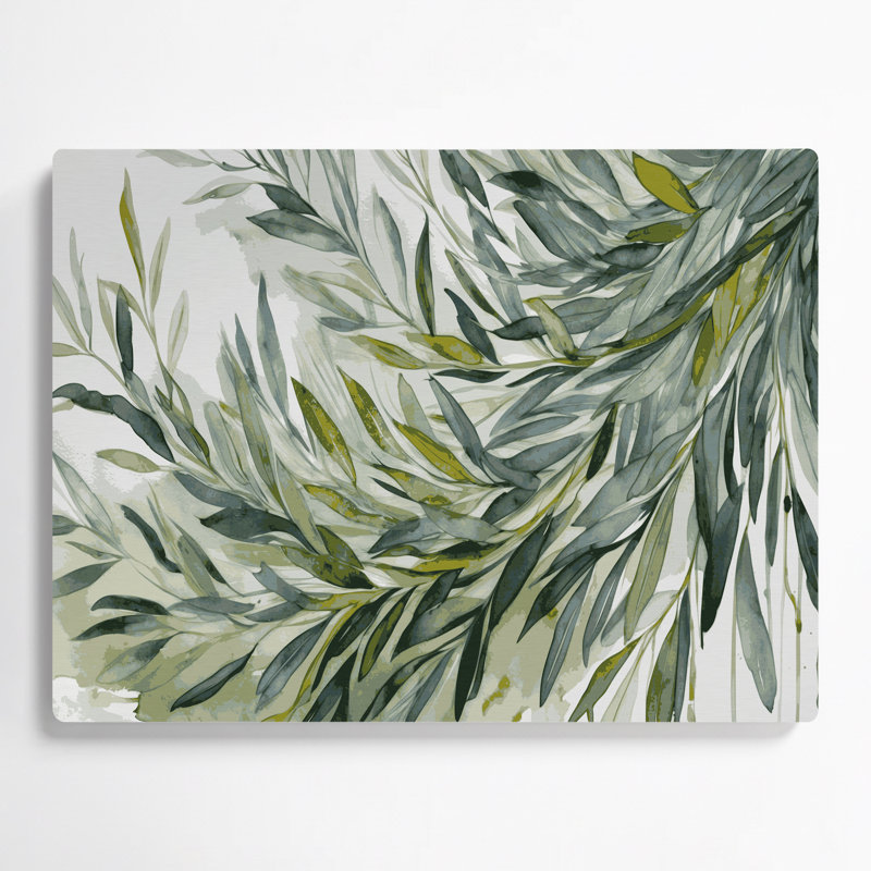 "Botanical Olive Branches", art mural en métal brun