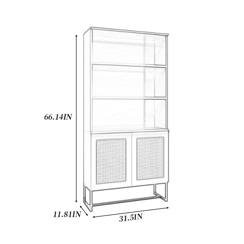 Rattan Cabinet Door Black Bookcase