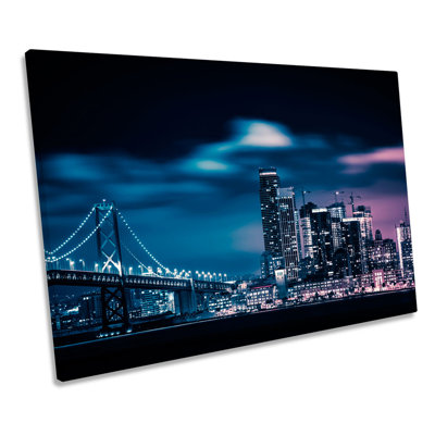 San Francisco Bay Bridge Skyline City - Wrapped Canvas Print