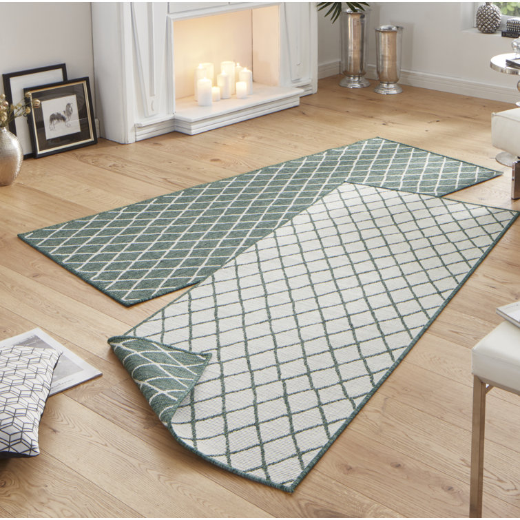 Malaga Flatweave Green/Light Grey Rug