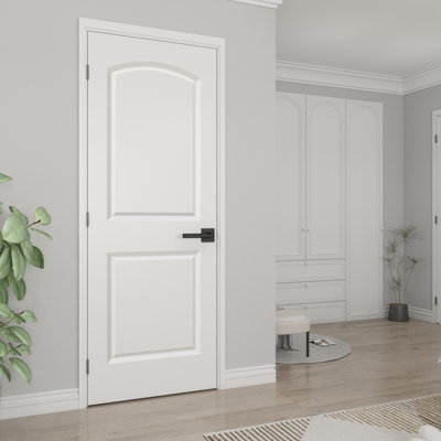 Porte intérieure en dalle 30 po x 80 po à 2 panneaux et plateau arrondi à noyau creux pour la salle de bain, le garde-manger, la porte intérieure et la main droite