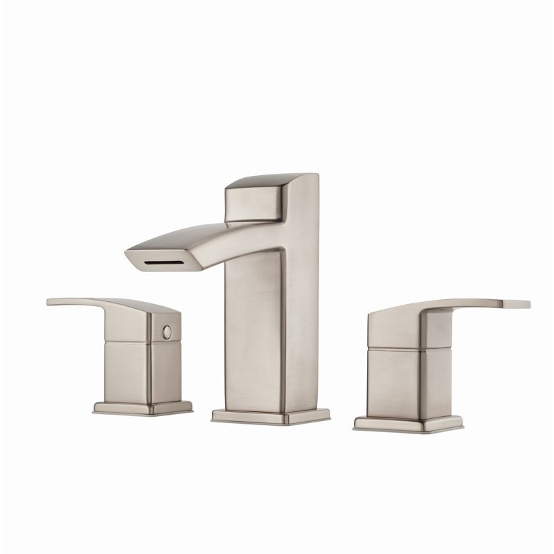 Kenzo Double Handle Deck Mounted Bathroom Faucet, Brushed Nickel