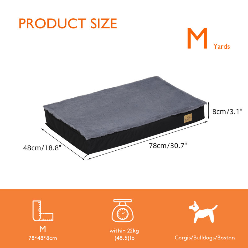 Orthopedic Pet Bed, 8cm H x 78cm W x 48cm D