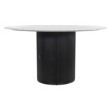 Izola Round Marble Top Solid Wood Base Dining Table