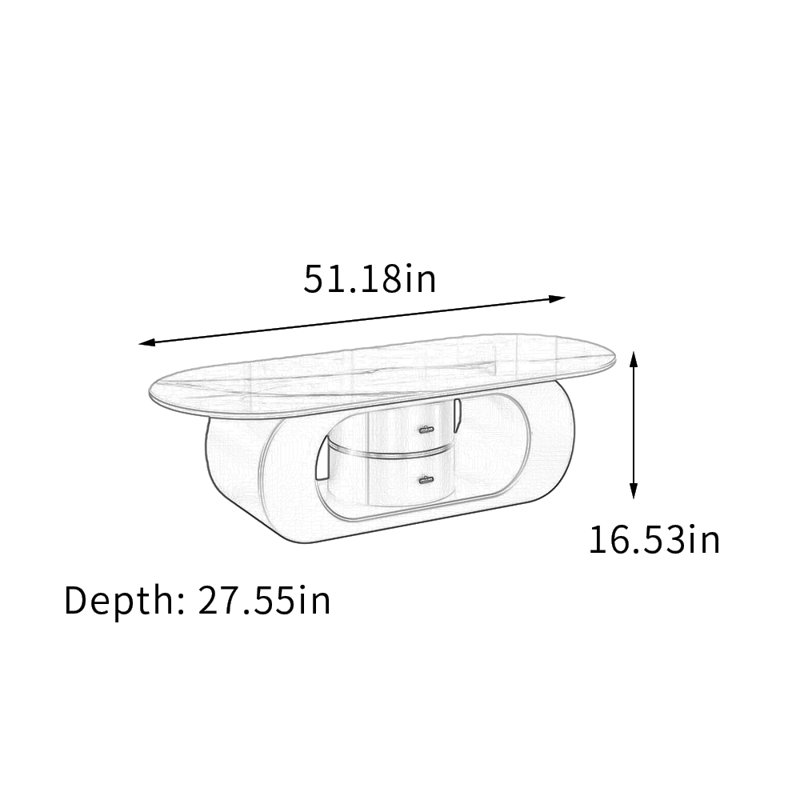 Table basse à 2 tiroirs Modern Slate Home, H 16,53 po x L 51,18 po x l 27,55 po