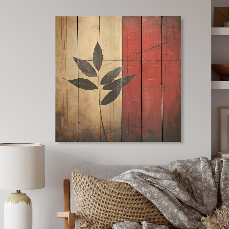 Red Leaves Red Ruby Reduction - Art mural en bois sur bois de pin naturel, H 25 po x l 25 po