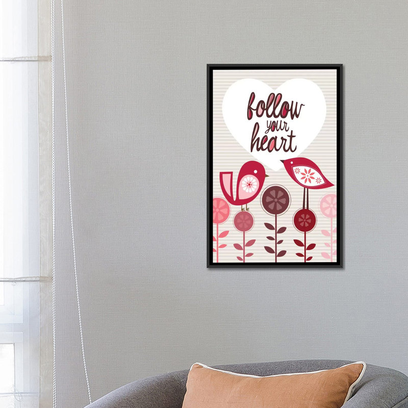 «Follow Your Heart», impression sur toile, H 26 po x l 18 po x P 1,5 po, Toile avec cadre noir