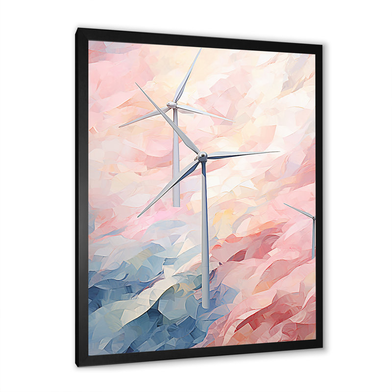 Minimalisme, éoliennes sur toile, H 32 po x l 16 po x P 1 po, Cadre simple noir