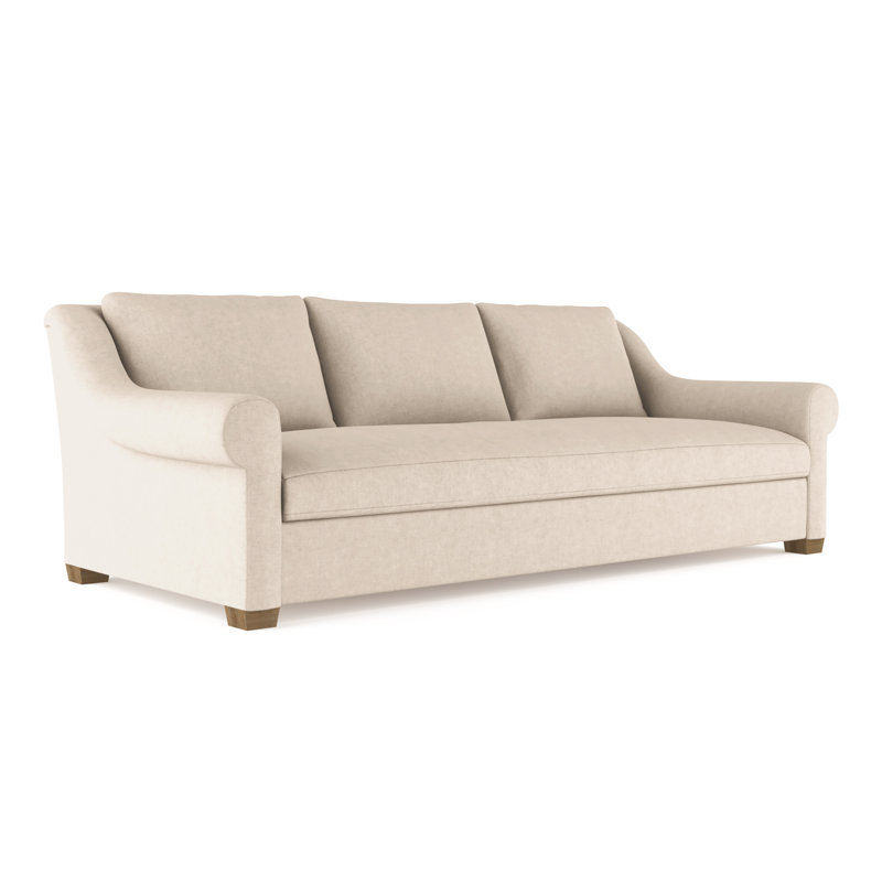 Canapé Thompson, Velours moelleux huître, H 32 po x l 96 po x P 41 po, Patiné
