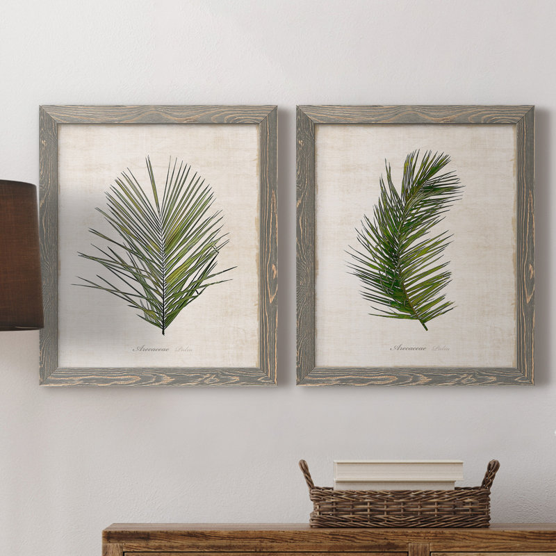 Palm Botanical I - Cadre photo, ensemble de reproductions d'art sur toiles, Cadre gris, H 43,5 po x l 31,5 po x P 1 po
