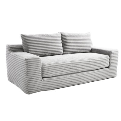 Velours côtelé gris 2, conception convertible, mousse à mémoire de forme, structure en acier, sans assemblage, convient aux petites chambres et aux salons avec fonction, tissu, décor de bureau idéal pour la maison