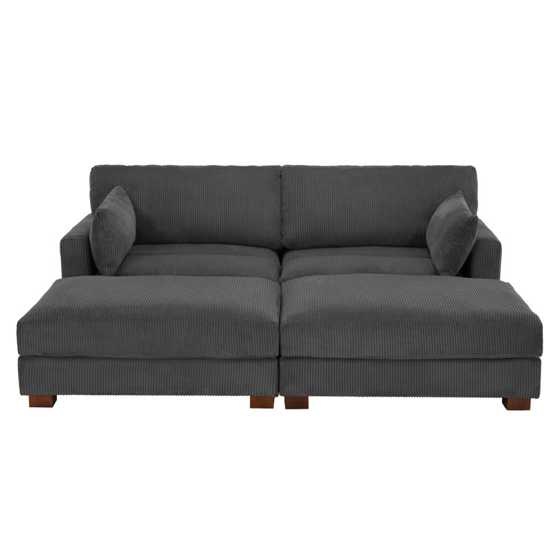 Stoneville Corduroy Sectional Symmetrical, Gray Corduroy