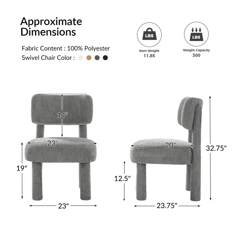 Chaise rembourrée Cherry, Gris
