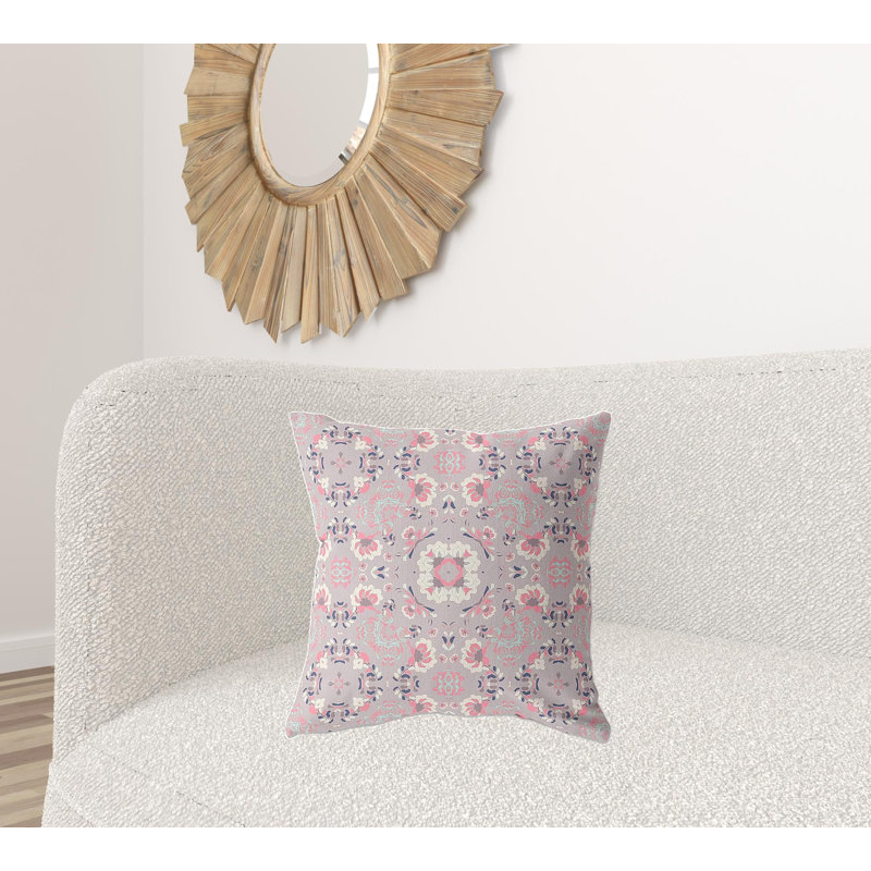 Coussin 20 po x 20 po, Floral rose pâle