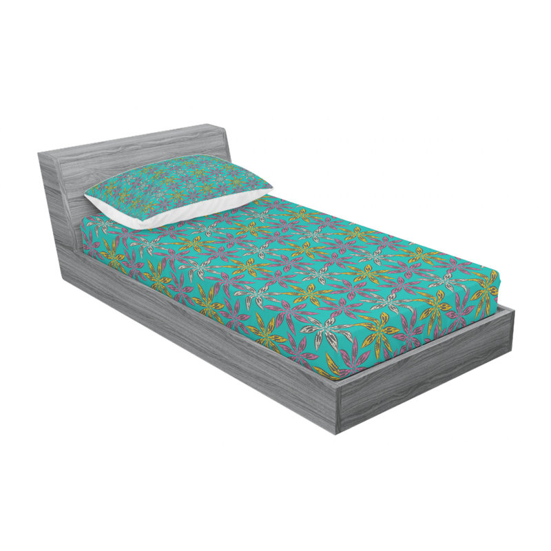 Microfiber Floral Sheet Set, Twin Sheet Set with Fitted Sheet