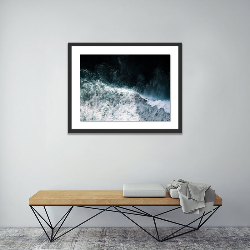 Wave Break 3 Print by Michael Schauer, 19" H x 24" W x 1.5" D, Black