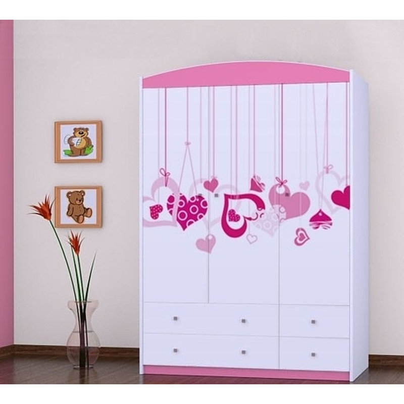 Clevenger 3 Door Wardrobe, Pink