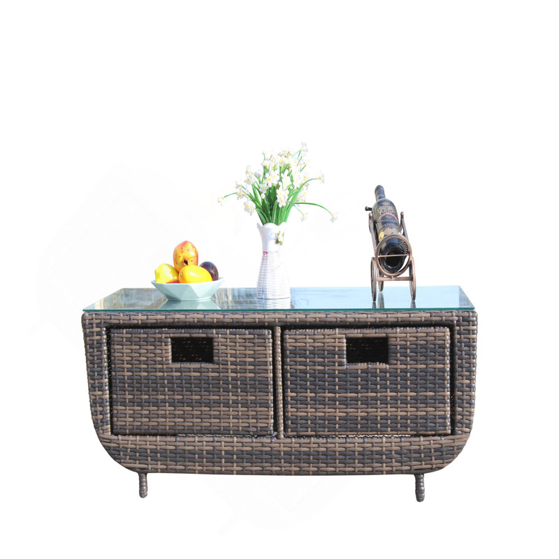 Table basse d'extérieur avec verre trempé