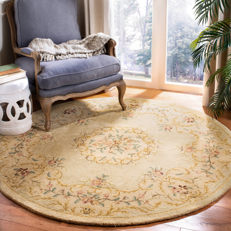 Molter Southwestern Handmade Tufted Wool Beige Rug, Round 4'