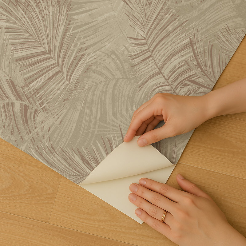 Papier peint adhésif Palm Haven, Beige et terre cuite