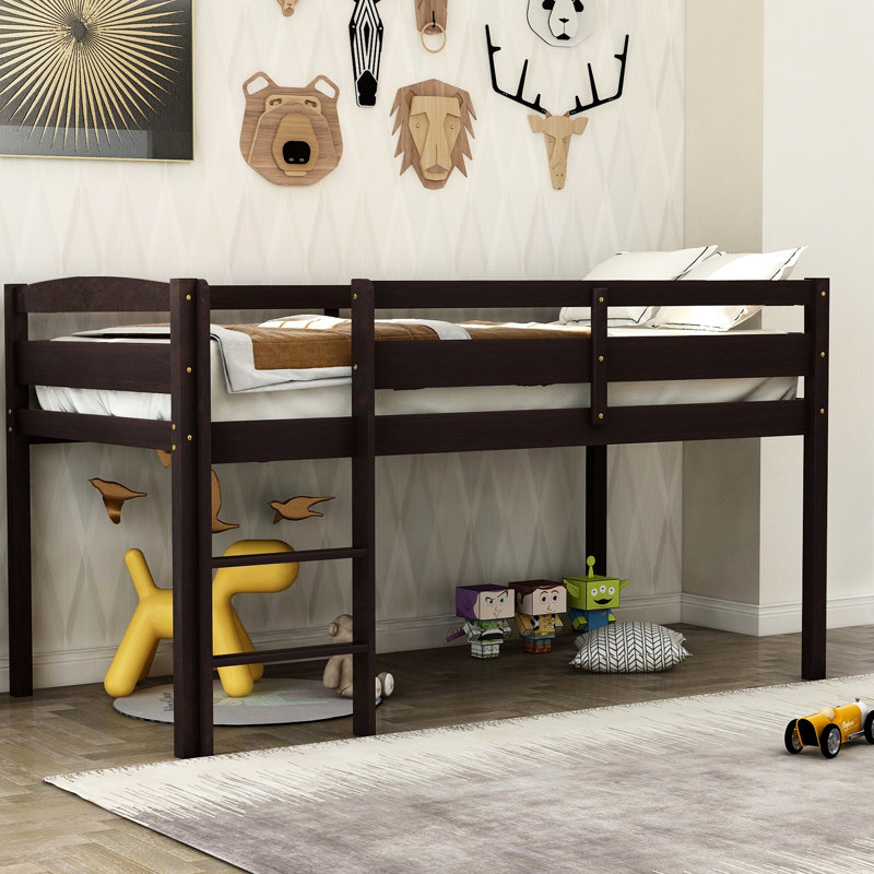 Lit mezzanine simple, structure en bois massif pour plus de stabilité, ajoute de l'élégance au lit de la chambre, espace et design fonctionnel, convient aux matelas de 6 po