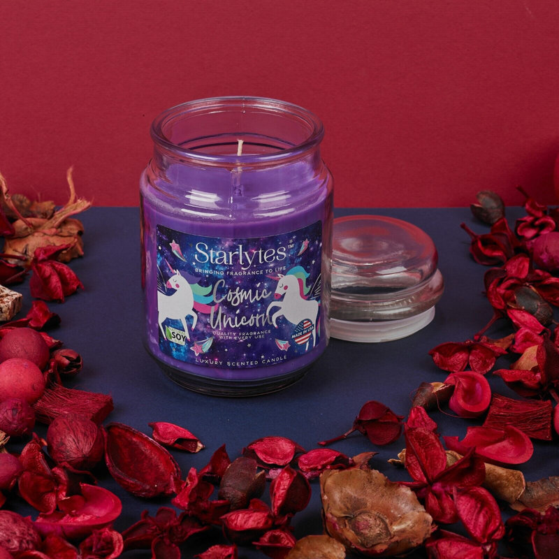 Scented Tumbler Candle with Glass Holder, Cosmic Unicorn