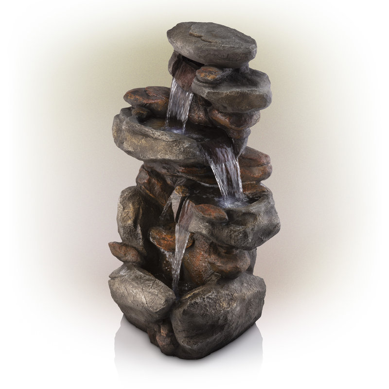 Hailey Weather Resistant Cascade Fountain with Light
