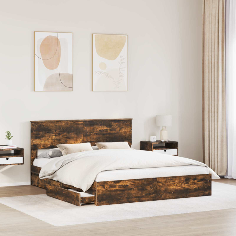 Bed, Smoked Oak, European Kingsize (160 x 200 cm)