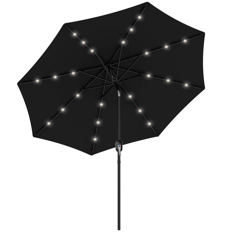Brionie 268cm Lighted Tilt Beach,Traditional,Balcony Parasol, Black