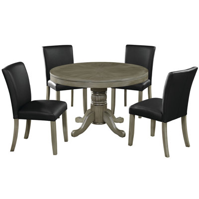 48'' Slate Poker Table With Dining Chair Set And Flip Table