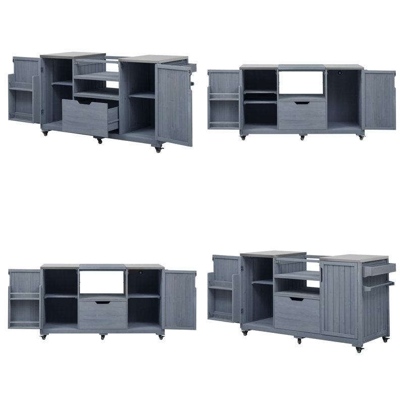 Outdoor Kitchen Island for Big Green Egg Grills, Gray/Blue