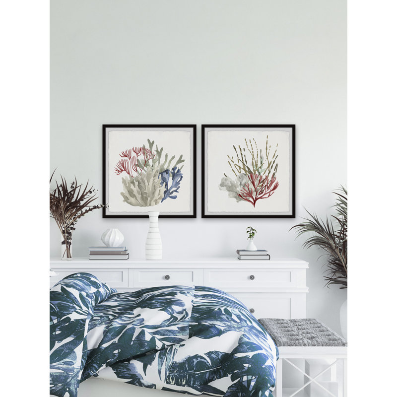 Tring Seaweed And Corals by Marmont Hill - 2 Piece Single Picture Frame Painting Set, 81cm H x 162cm W x 3.81cm D