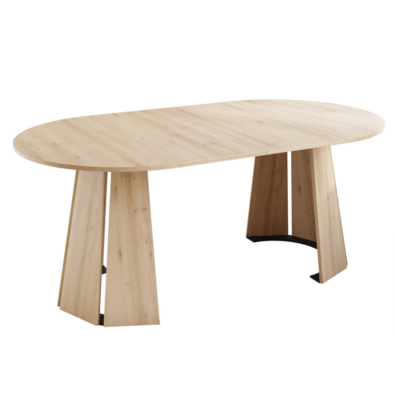 Extendable Round Dining Table, 76cm H x 180cm W x 180cm D, Natural