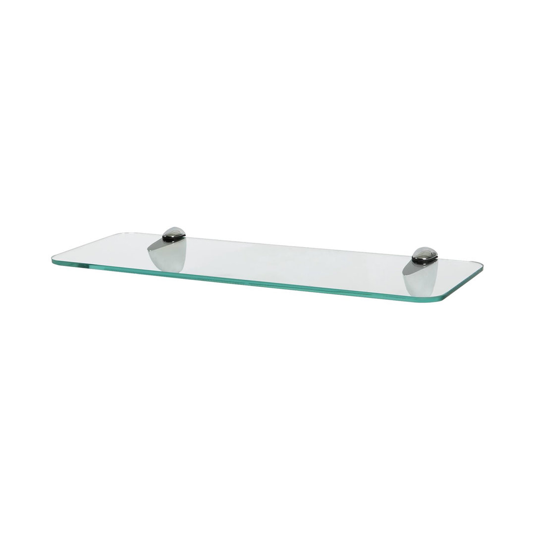 Harbour Housewares Unisex Silver Rounded Floating Glass Shelf - 40Cm - Bathroom Storage Display Unit In - Image 2