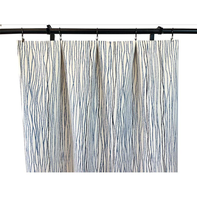 Rideaux à rayures bleu marine et beige, L 25 po x L 84 po
