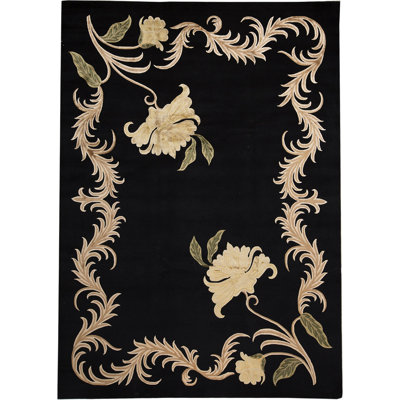 Hand-Knotted High-Quality Black Area Rug