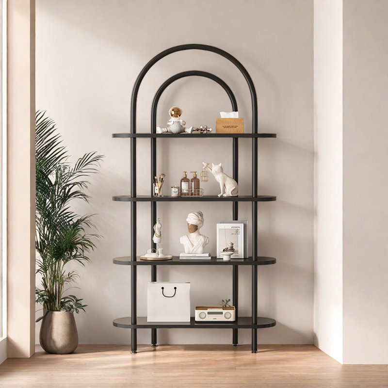 Janien, Black, (4 Shelves) 64.9"H x 39.3"W x 11.8"D