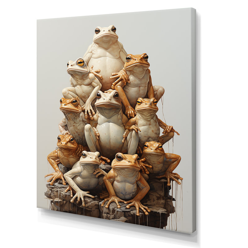 Minimalisme, pyramide de grenouille sur toile, H 32 po x l 16 po x P 1 po, Toile tendue