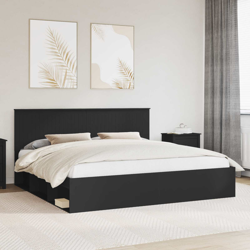 Solid Wood Bed Frame, Super King (6'), Black