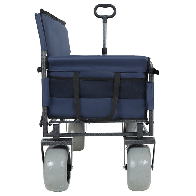Chariot pliant 3 en 1 avec siège de banc - capacité de 500 lb, pneus de plage de 9 po x 4 po pour le camping et la plage