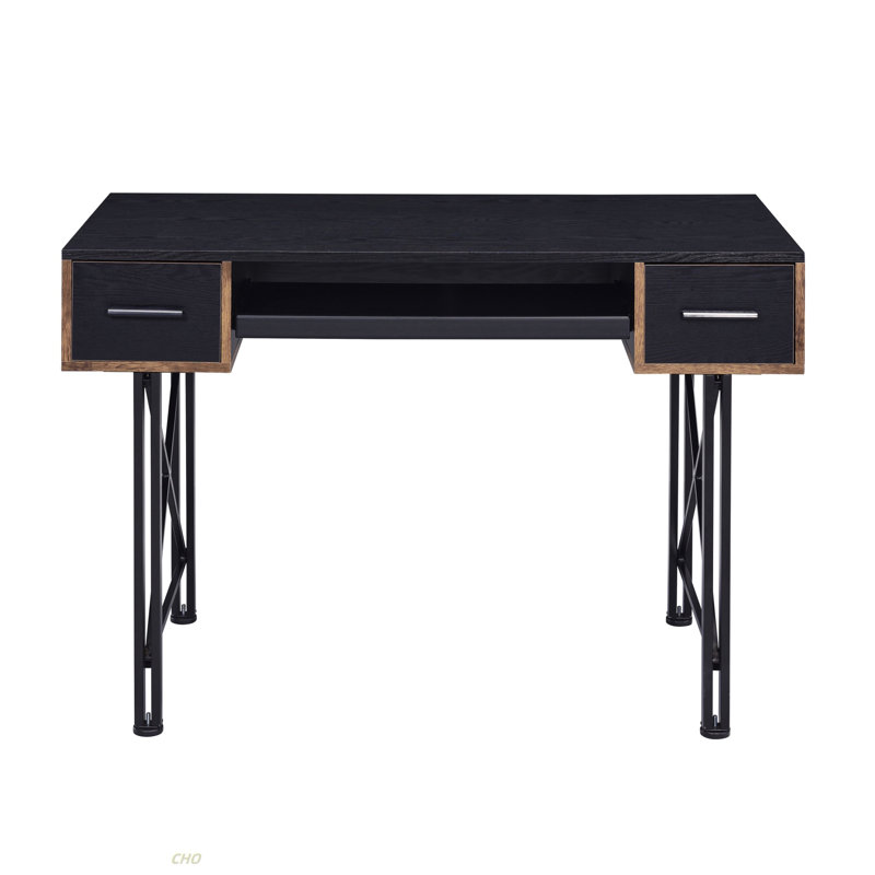 Fielder 2-Drawers Computer Desk with Key Board Tray, White, 28.5" H x 47.5" W x 24.5" D