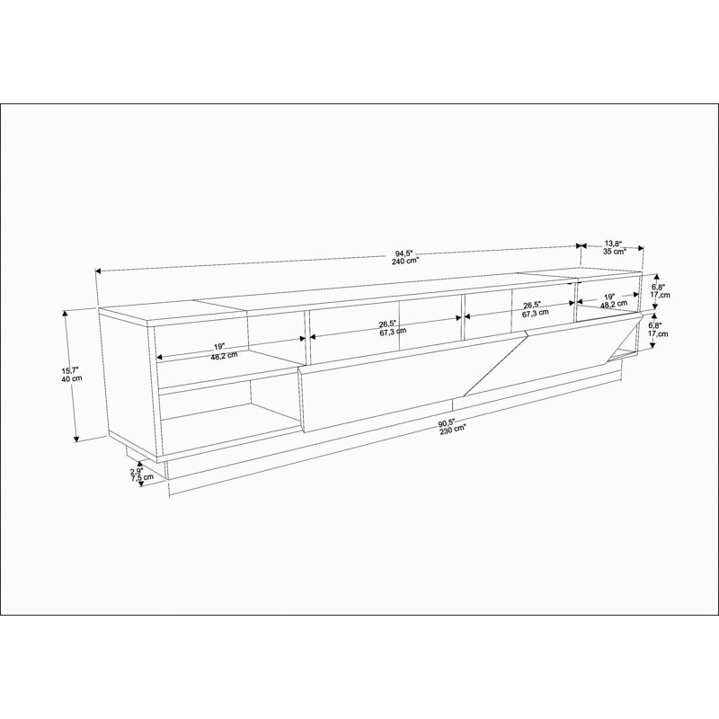 Chambly TV Stand for TVs up to 88", Sapphire/Anthracite